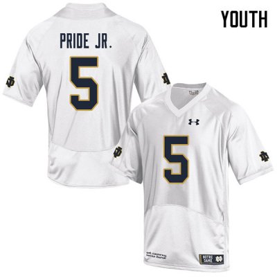 Notre Dame Fighting Irish Youth Troy Pride Jr. #5 White Under Armour Authentic Stitched College NCAA Football Jersey QFL6299LS